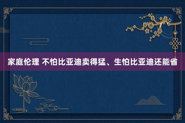 家庭伦理 不怕比亚迪卖得猛、生怕比亚迪还能省